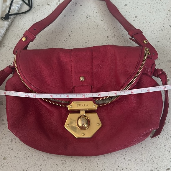 Furla Leather Vintage Shoulder Bag Fuschia - Picture 8 of 9